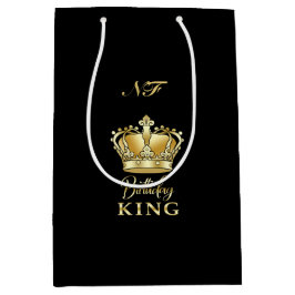 Sacola Para Presentes Média Aniversário Rei Dourado Monograma Real Monograma L