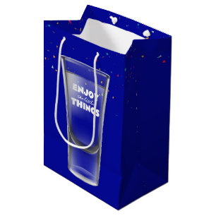 Sacola Para Presentes Média Aniversário Vidro com Texto e Confetti