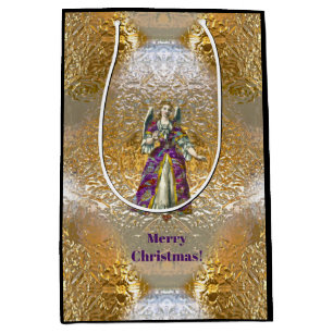 Sacola Para Presentes Média Anjo Celestial do Feriado Claro
