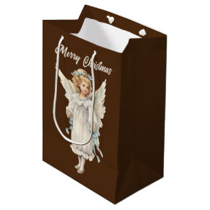 Sacola Para Presentes Média Anjo Natal adiciona texto aquarela