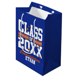 Sacola Para Presentes Média Ano da Turma de Formatura Azul Laranja