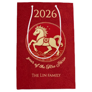 Sacola Para Presentes Média Ano do Cavalo 2026 Ano Novo Chinês