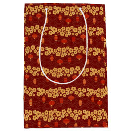 Sacola Para Presentes Média Ano do Dragão Oriental: Fortune e Elegance Sakura