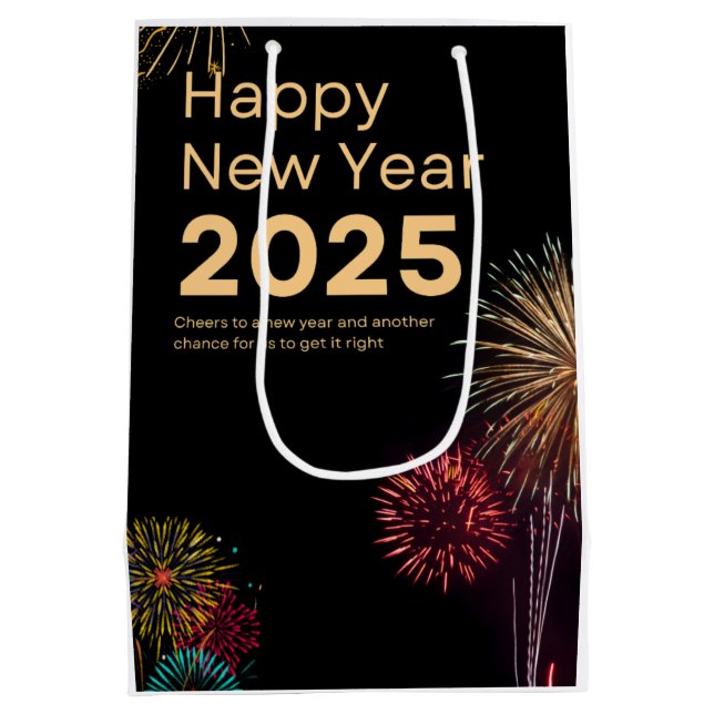 Sacola Para Presentes Média Anos novos com barra de presentes - Médio (Verso)