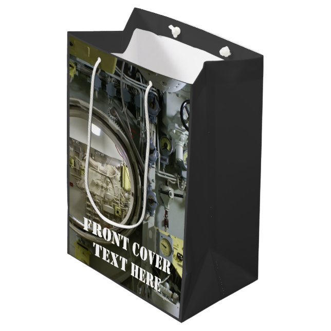 Sacola Para Presentes Média antigo submarino retro (Frente inclinada)