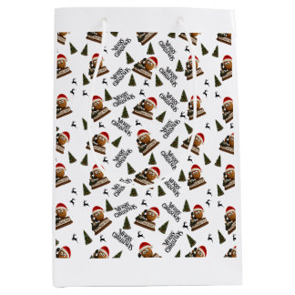 Sacola Para Presentes Média Antique Nut Christmas Wrapping Paper