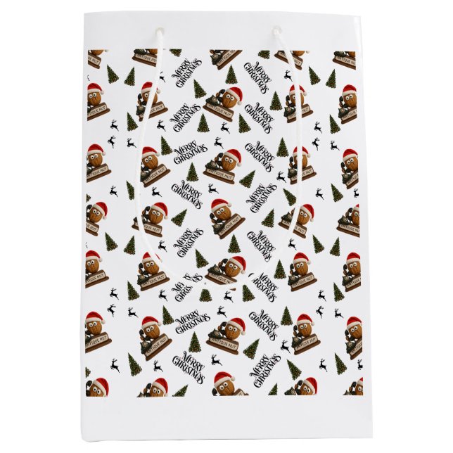 Sacola Para Presentes Média Antique Nut Christmas Wrapping Paper (Frente)
