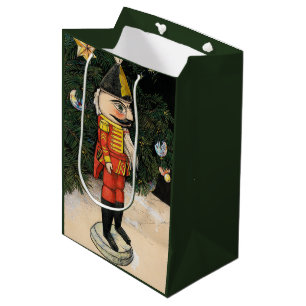 Sacola Para Presentes Média Aparador de Nozes Antigo sob a Árvore de Natal