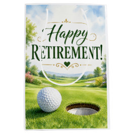 Sacola Para Presentes Média Aposentadoria de golfe com bola de golfe no verde