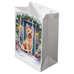 Sacola Para Presentes Média Aquarela Australian Silky Terrier Soleira Nevada