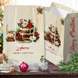 Sacola Para Presentes Média Aquarela Escandinava Deixa Feliz Natal