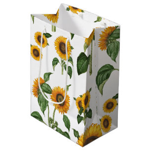 Sacola Para Presentes Média Aquarela Flores suntuárias Folhagem botânica Verde