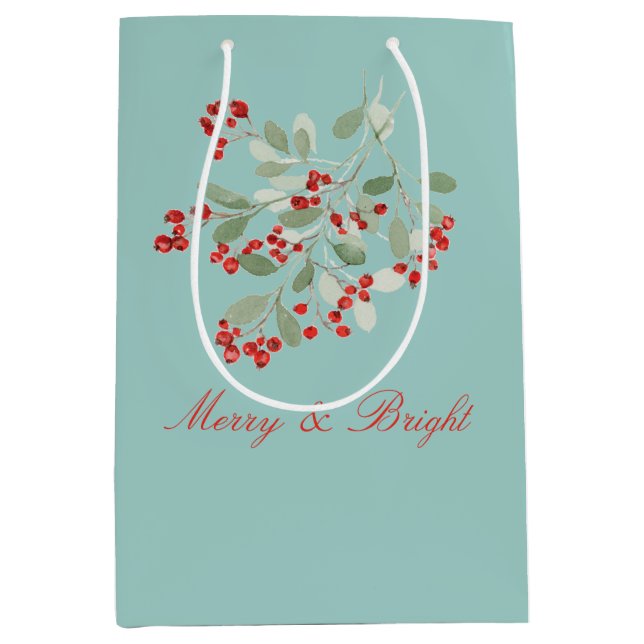 Sacola Para Presentes Média Aquarela Holly  (Frente)