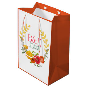Sacola Para Presentes Média Aquarelas Flores de Mola Flores de Casamento