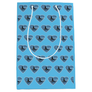 Sacola Para Presentes Média Aquário Personalizável Orca Baleia Azul Celeste