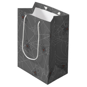 Sacola Para Presentes Média Aranhas do Dia das Bruxas e abóboras