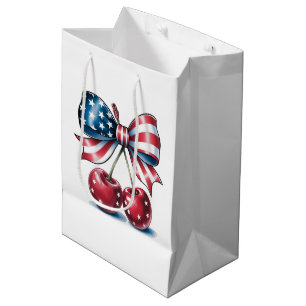 Sacola Para Presentes Média Arco Americano Com Cerejas