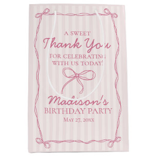 Sacola Para Presentes Média Arco cor-de-rosa Pastel Strik Birthday Favor