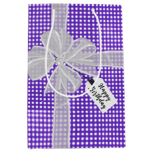 Sacola Para Presentes Média Arco De Aniversário Em Gingham