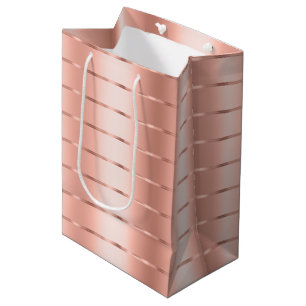 Sacola Para Presentes Média Arco de Fita Rose Gold Chá de Noiva