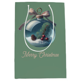 Sacola Para Presentes Média Arco e Ornament - Bolsa de Presente de Natal