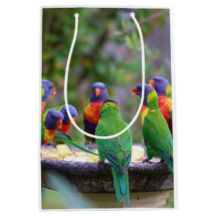 Sacola Para Presentes Média Arco-Íris Colorido Comendo Peças