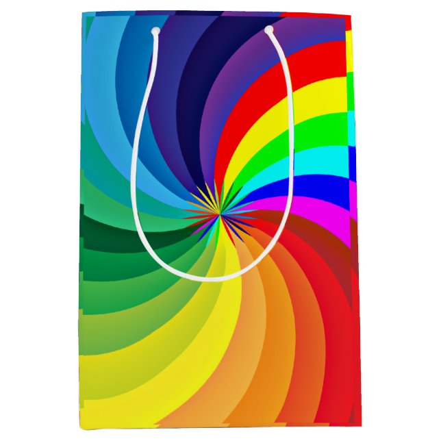 Sacola Para Presentes Média Arco-Íris Colorido Mandala-46556 (Frente)