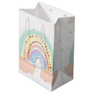 Sacola Para Presentes Média Arco-íris e estrelas