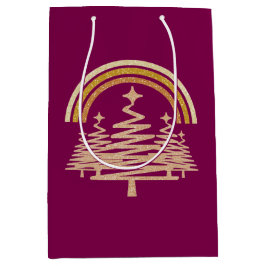 Sacola Para Presentes Média Arco-Íris Festivo Dourado Estimulando Árvores-Alvo