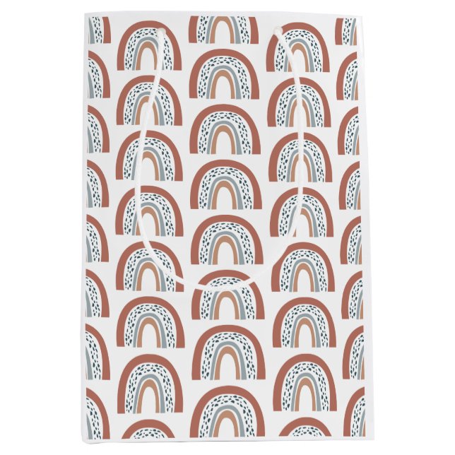 Sacola Para Presentes Média Arco-Íris Neutro Cute Moderno Boho (Frente)