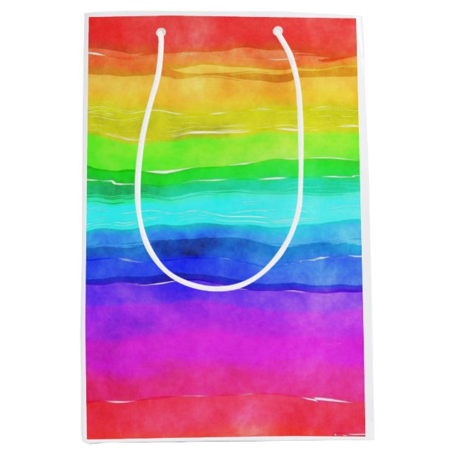 Sacola Para Presentes Média Arco-Íris Pintado (Frente)