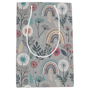 Sacola Para Presentes Média Arco-Íris Whimsical e Botânica