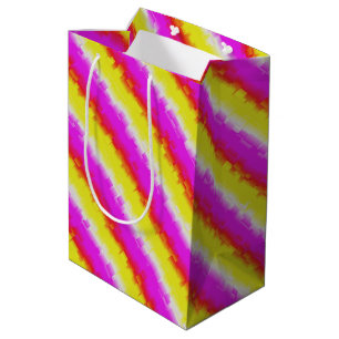 Sacola Para Presentes Média Ardeco-Arco-Íris, Cor-de-rosa Amarelo