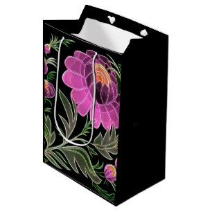 Sacola Para Presentes Média Art deco cor-de-rosa das pétalas