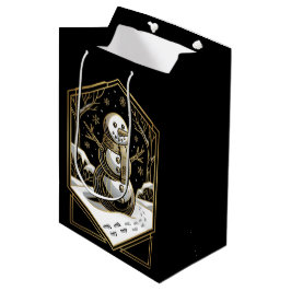 Sacola Para Presentes Média Art Deco Snowman Gift Bag