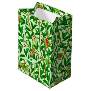 Sacola Para Presentes Média Art Nouveau Bird e Pomegranato, Verde limão