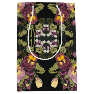 Sacola Para Presentes Média Art Nouveau Jardim de Pansies Vintage