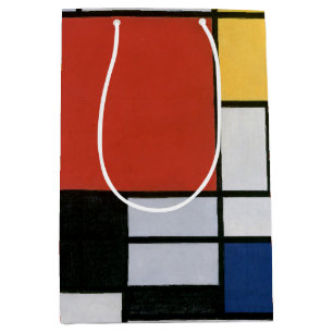 Sacola Para Presentes Média Arte abstrata em vermelho azul amarelo de Piet Mon