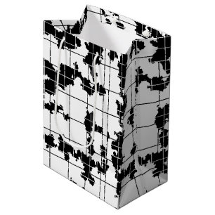 Sacola Para Presentes Média Arte abstrata orgânica preta e branca Design