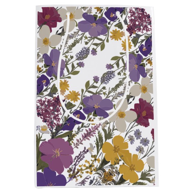 Sacola Para Presentes Média Arte Botânica (Frente)