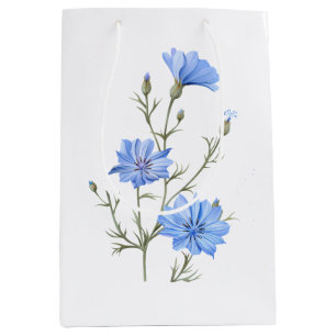 Sacola Para Presentes Média Arte Botânica De Aquarelas Selvagens De Flores