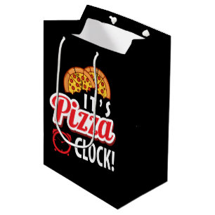 Sacola Para Presentes Média Arte com palavras para festa de pizza divertida