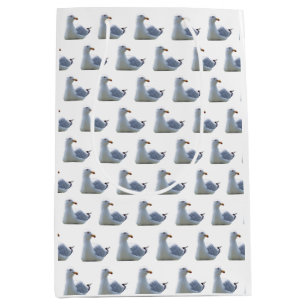 Sacola Para Presentes Média Arte da Natureza de Aves Litorâneas Gaivota Costei