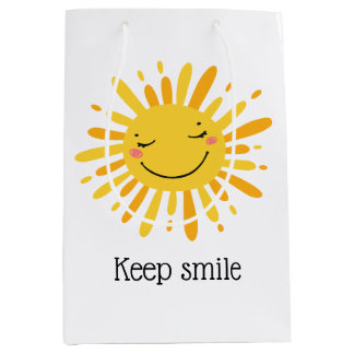 Sacola Para Presentes Média Arte de desenho do sol sorridente