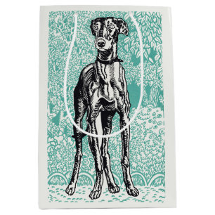 Sacola Para Presentes Média Arte de Greyhound Vintage de Moriz Jung com Fundo