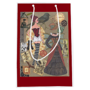 Sacola Para Presentes Média Arte de papel irrisório da boneca de Steampunk po