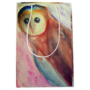 Sacola Para Presentes Média Arte de pássaro de coruja