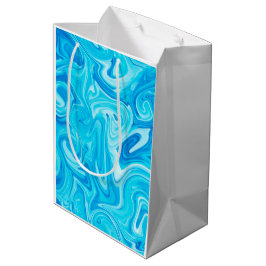 Sacola Para Presentes Média Arte de Redemoinho de Tinta Azul Colorido Divertid