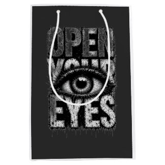 Sacola Para Presentes Média Arte de Rua Grunge Gótica Abra Seus Olhos