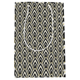 Sacola Para Presentes Média Arte Deco Preto e Branco 